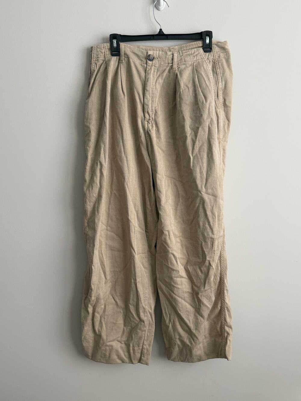 Free People Cya Later Pleated Baggy Skater Trouser Pants Khaki Size 10